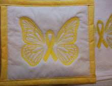 Load image into Gallery viewer, Watercolor Hope Butterfly and Ribbon Towel & Potholder Set