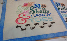Load image into Gallery viewer, Sea Shells And Sandy Toes Towel & Potholder Set