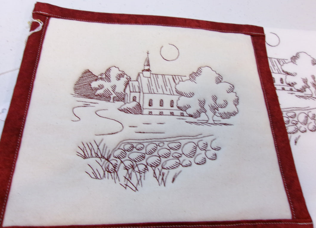 Church and Country scene Towel & Potholder Set