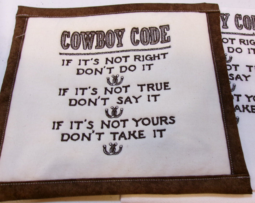 Cowboy Code Towel & Potholder Set