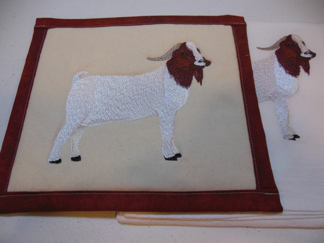 Boer Goat Towel & Potholder Set