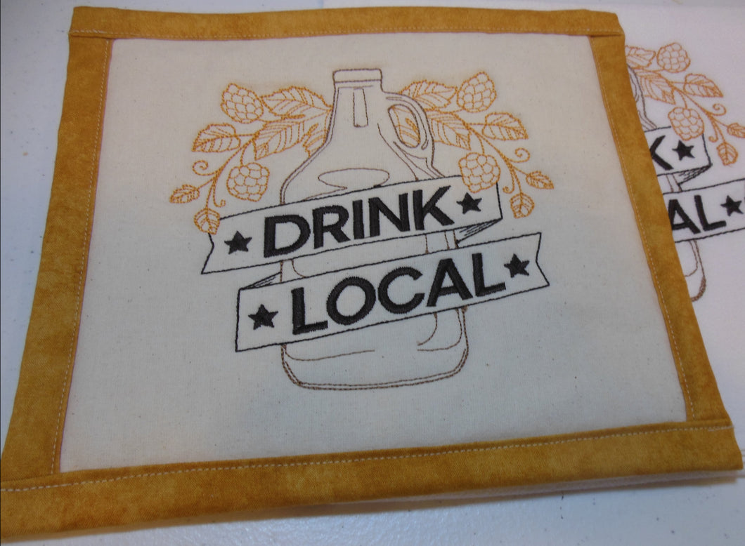 Craft Brew Drink Local potholder and towel set