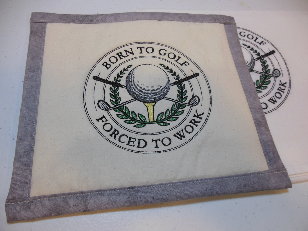 Born to golf potholder and towel set