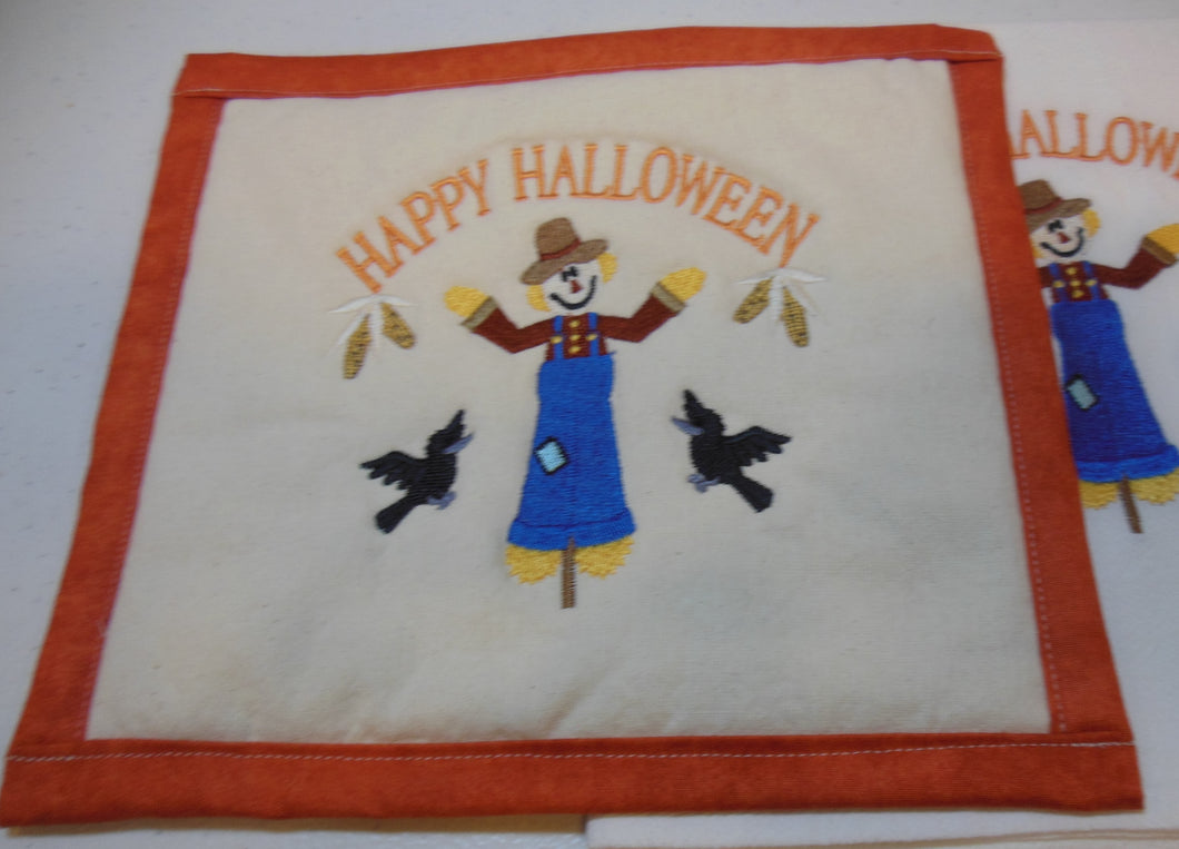 Happy Halloween with Scarecrow and Birds Towel & Potholder Set