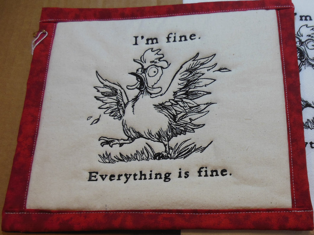 Everything is Fine Chicken Towel & Potholder Set