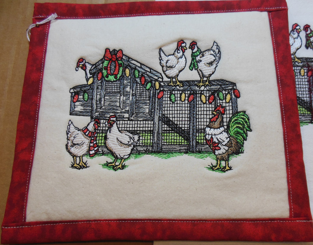 Christmas at the Chicken Coop Towel & Potholder Set