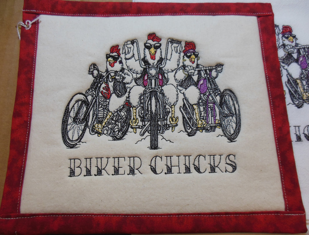 Biker Chicks Towel & Potholder Set