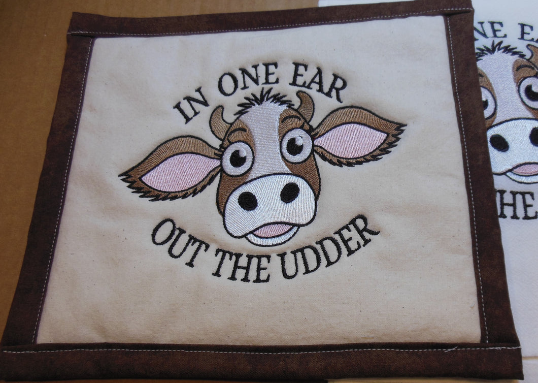 In one ear out the udder Towel & Potholder Set