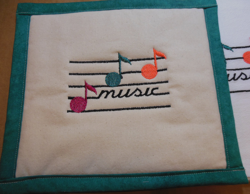 Music Notes Towel & Potholder Set