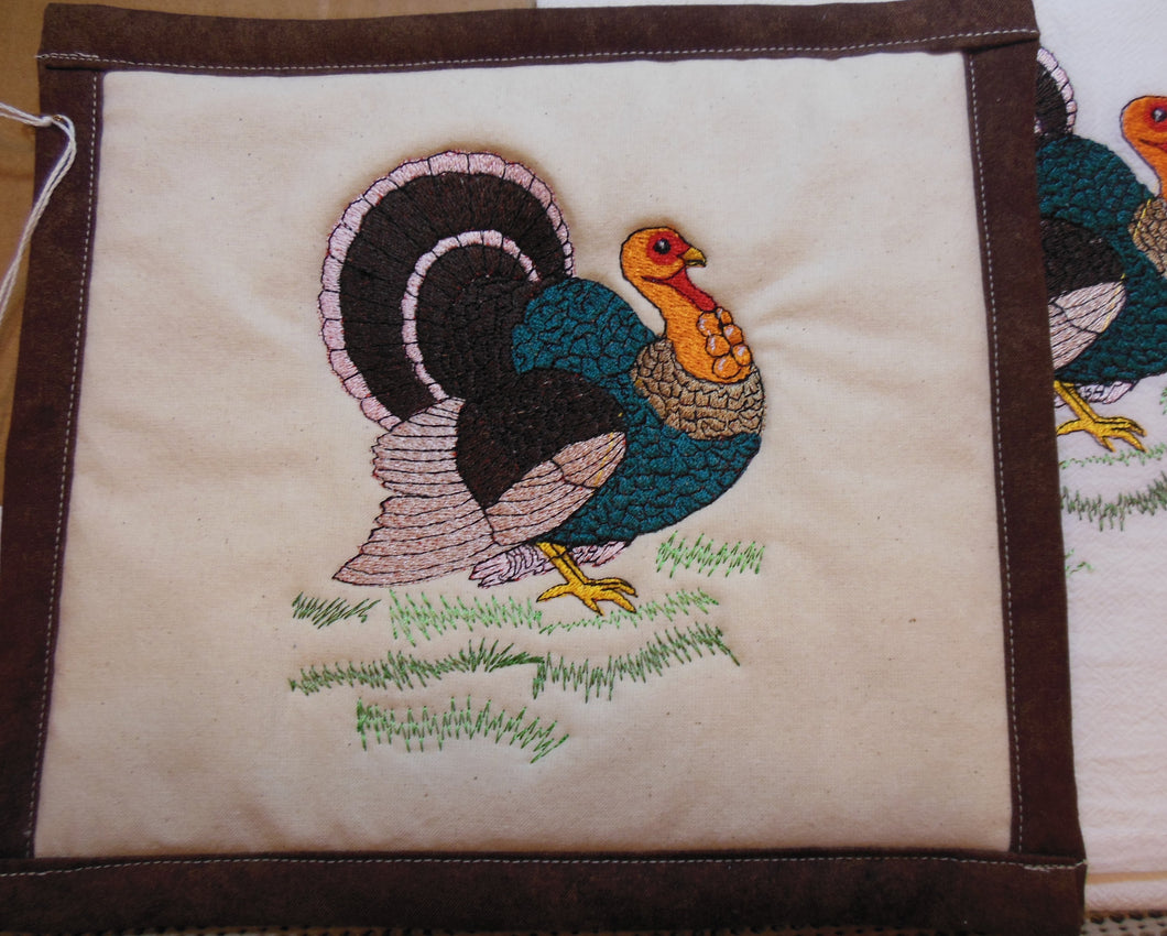 Colorful Turkey Towel & Potholder Set