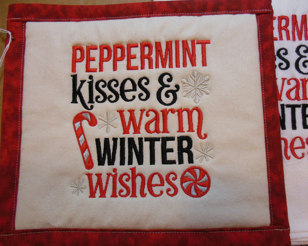 Peppermint Kisses Towel & Potholder Set