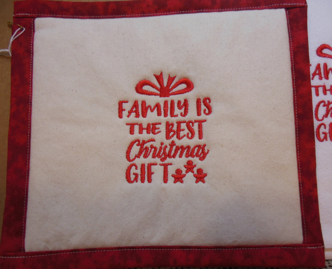 Family is the best Christmas Gift Towel & Potholder Set