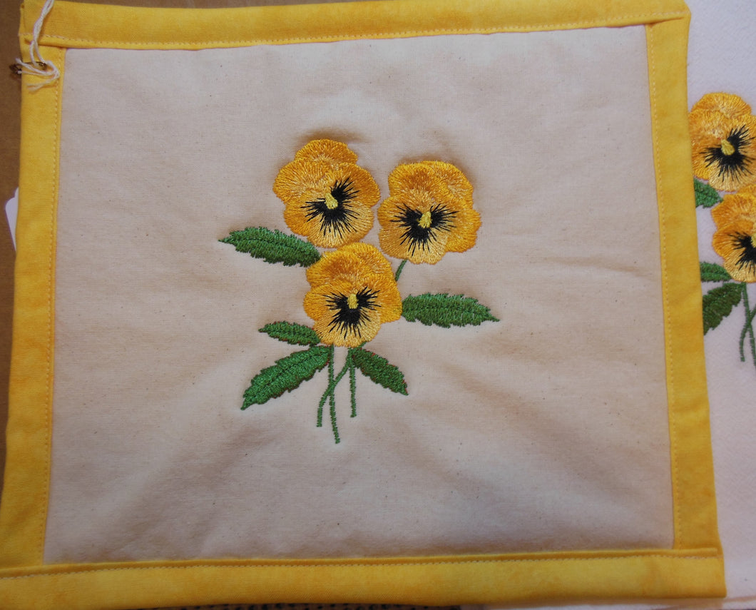 Pansy Flowers Towel & Potholder Set