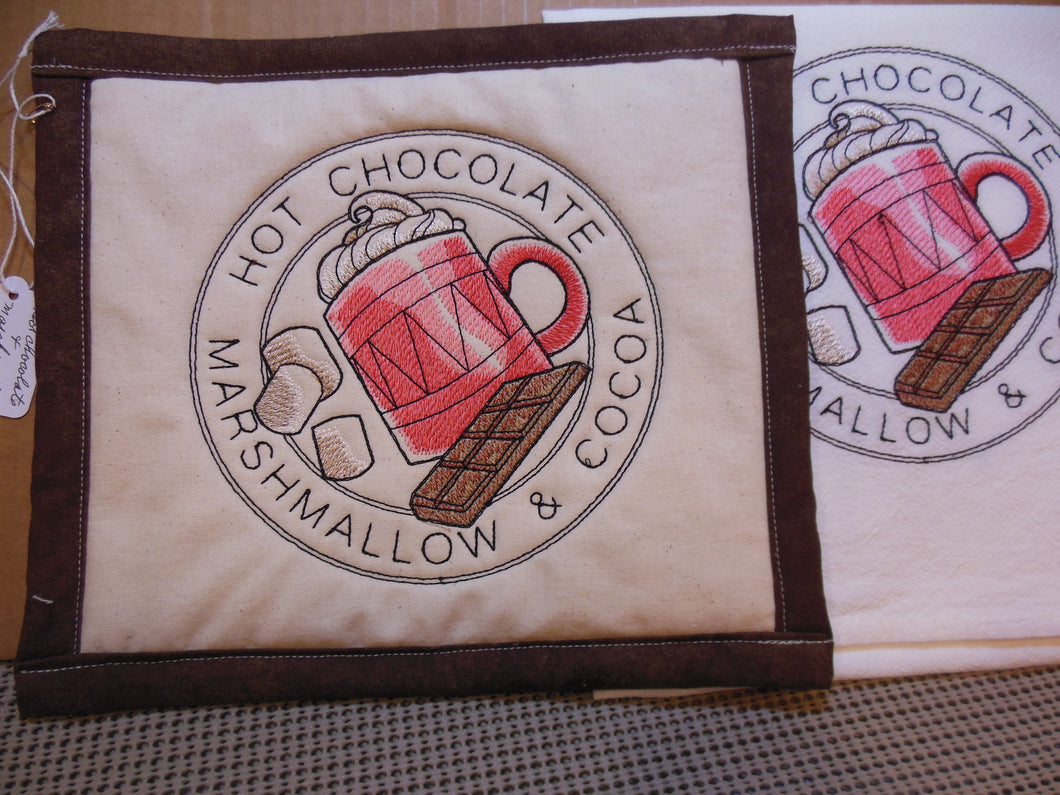 Hot Chocolate & Marshmallows Towel & Potholder Set