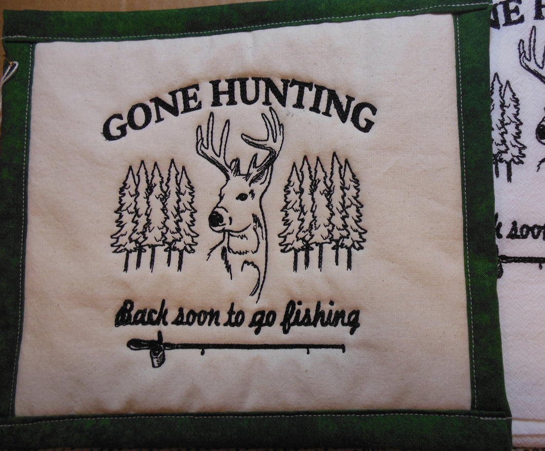 Gone Hunting, Back to Go Fishing Towel & Potholder Set