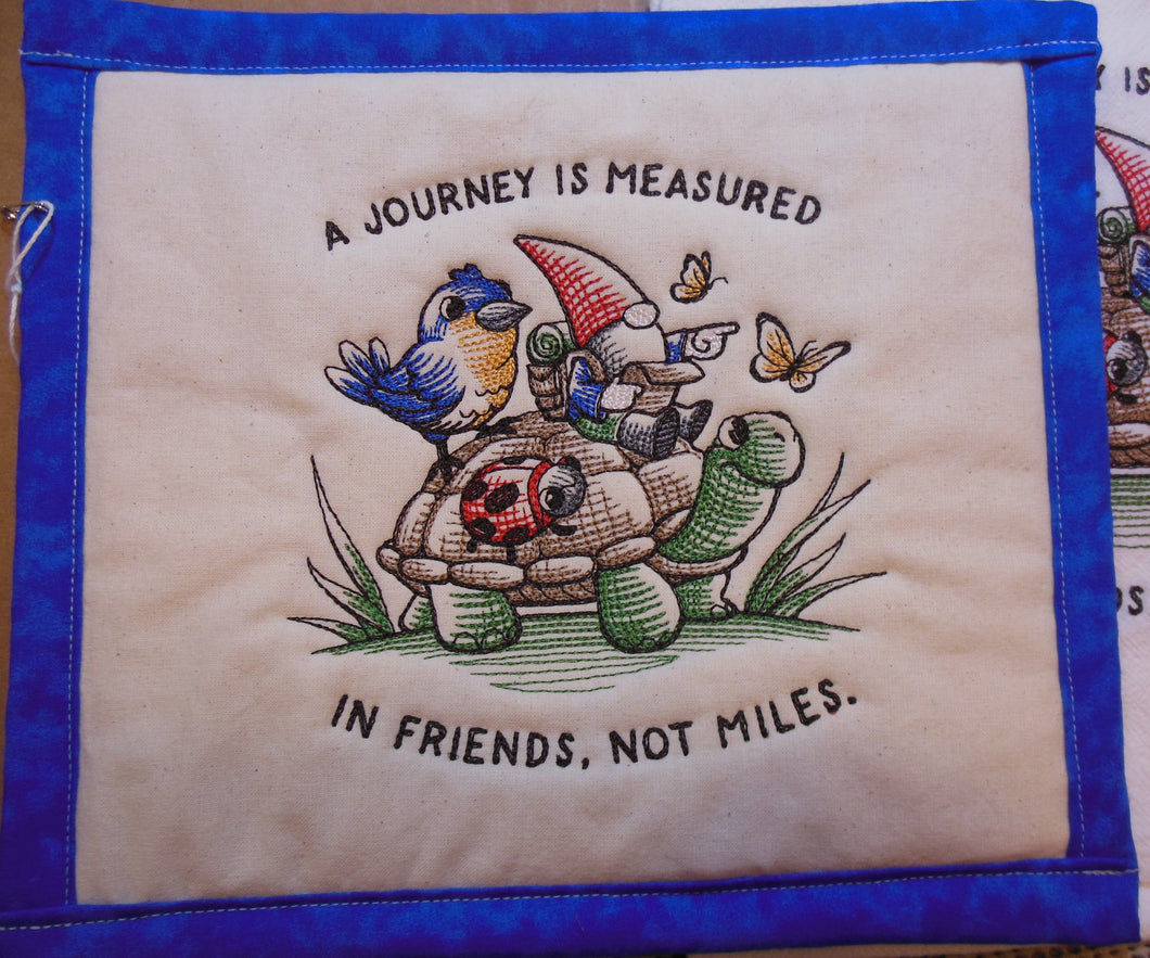 A Journey is Measured Gnome Towel & Potholder Set