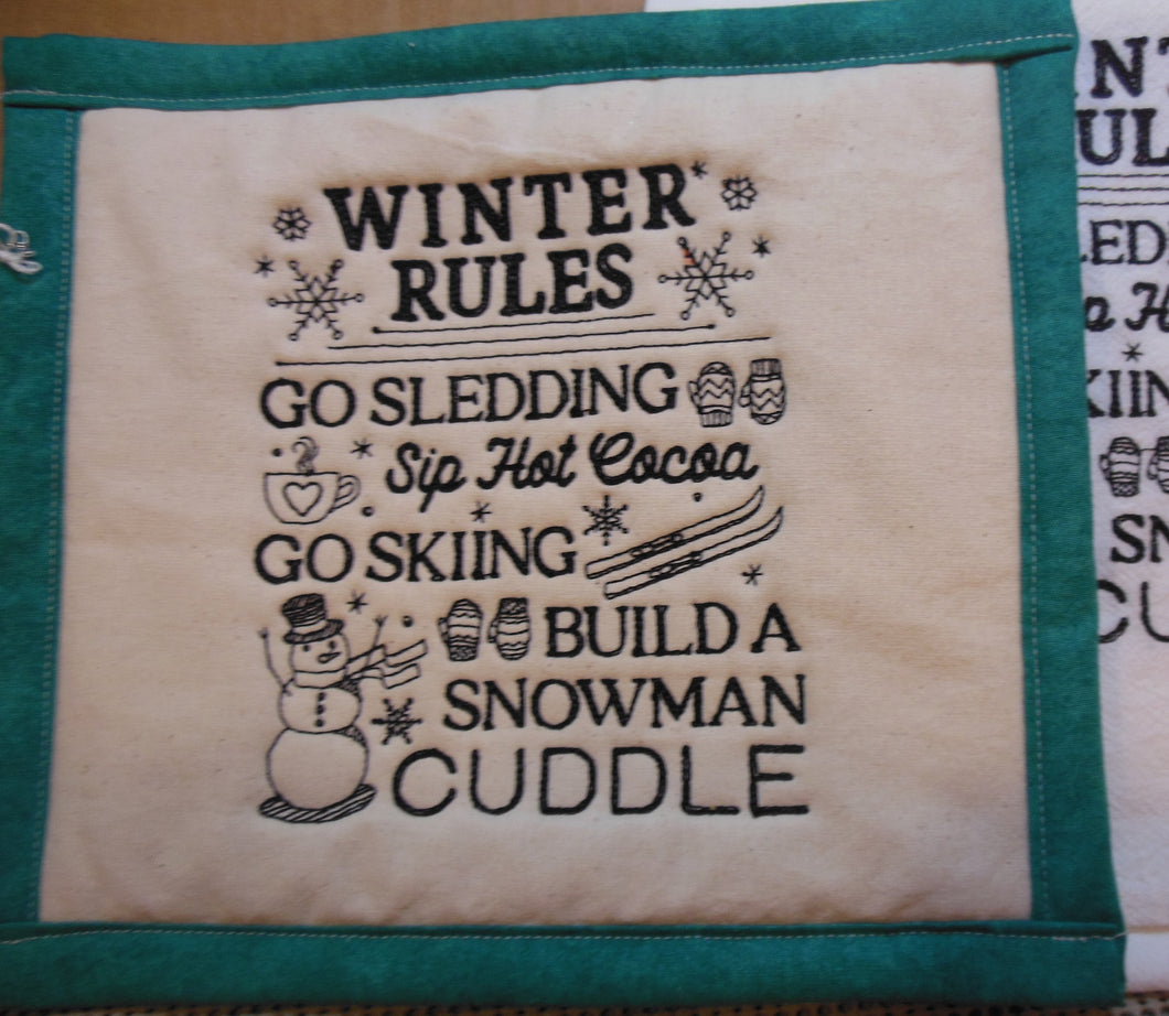 Winter Rules Towel & Potholder Set