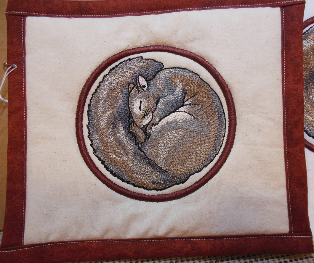 Sleeping Animal-Squirrel Towel & Potholder Set