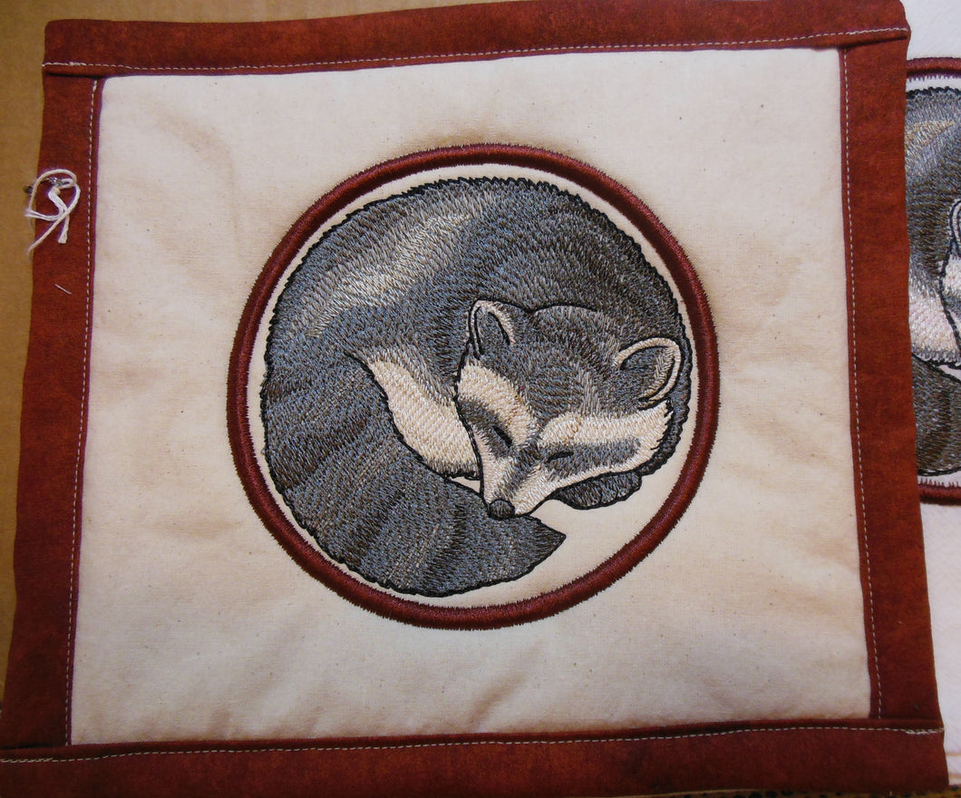 Sleeping Animal-Raccoon Towel & Potholder Set