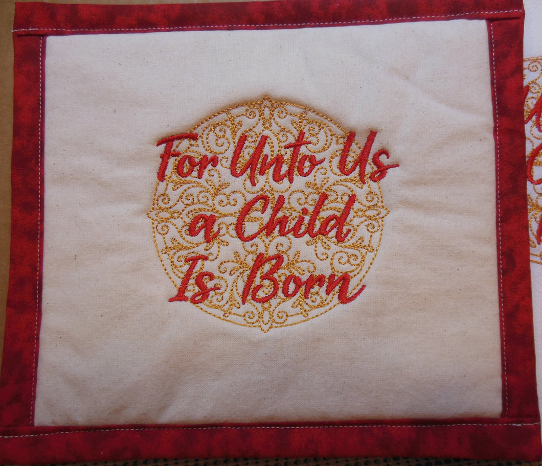 Fo Unto Us a Child is Born Towel & Potholder Set