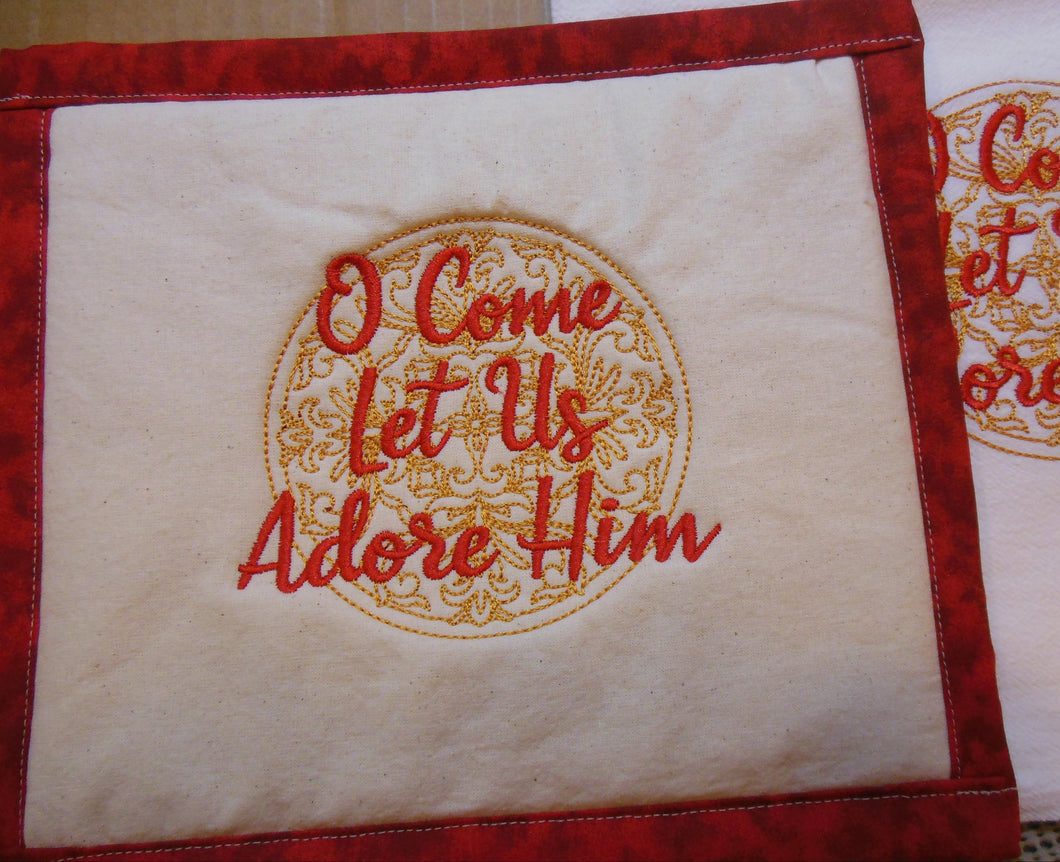 O Come Let Us Adore Him Towel & Potholder Set