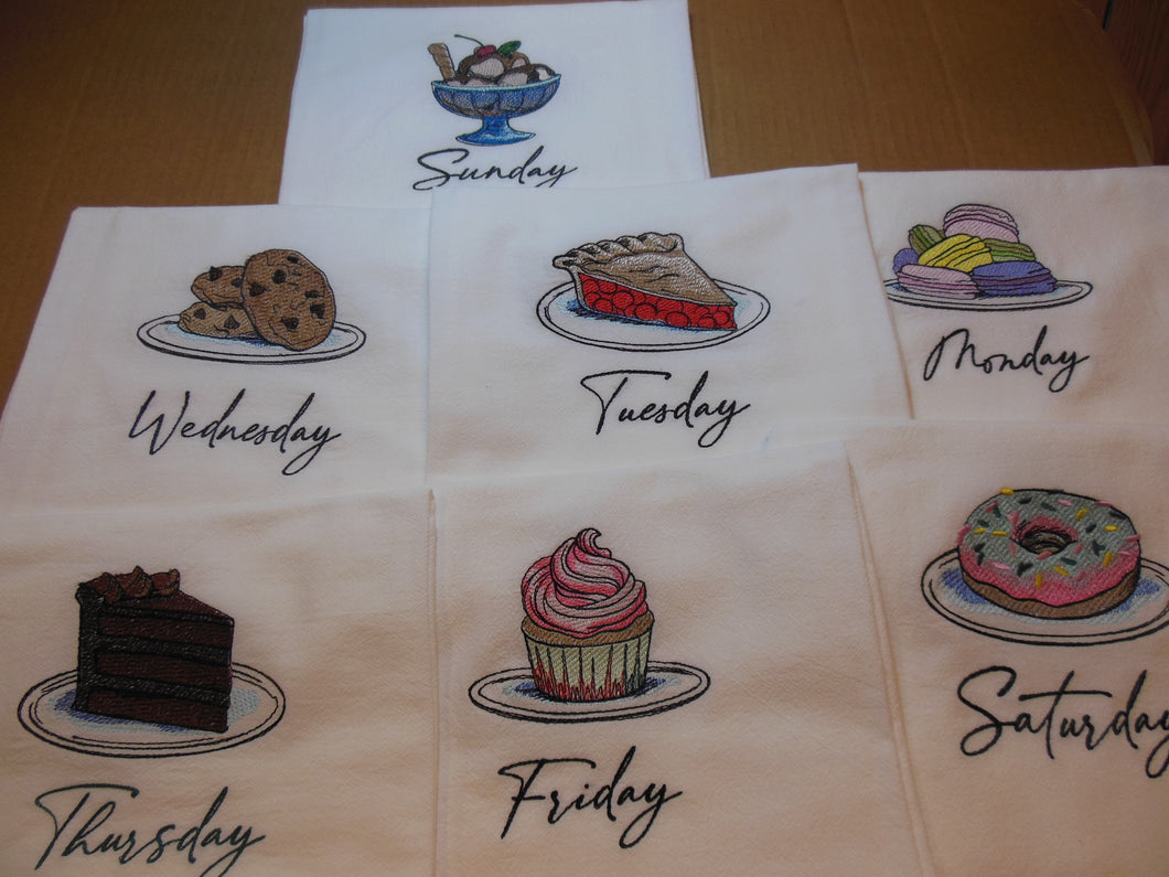 Desserts  7 days of the week towel set