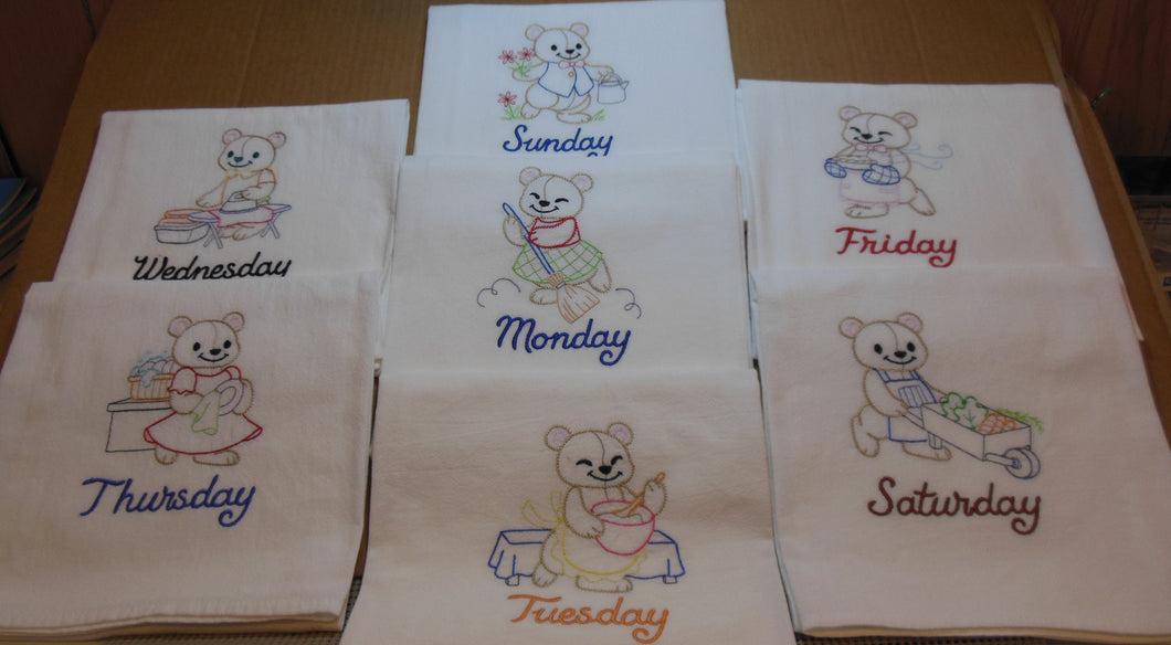 Teddy Bears (Vintage)  7 days of the week towel set