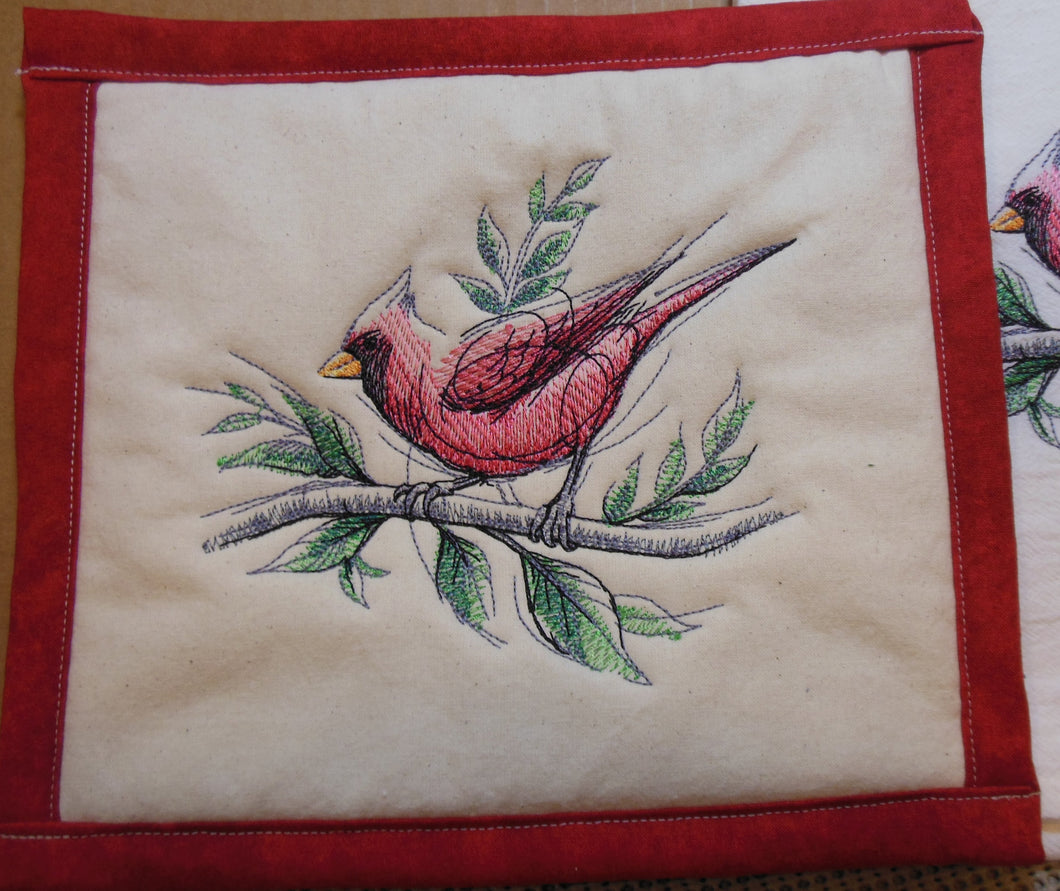 Joyful Storybook Cardinal Towel & Potholder Set
