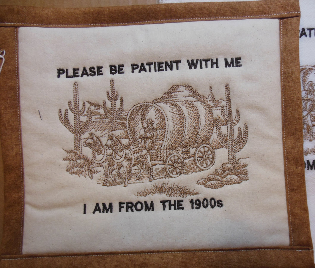 Be Patient with Me-Covered Wagon Towel & Potholder Set