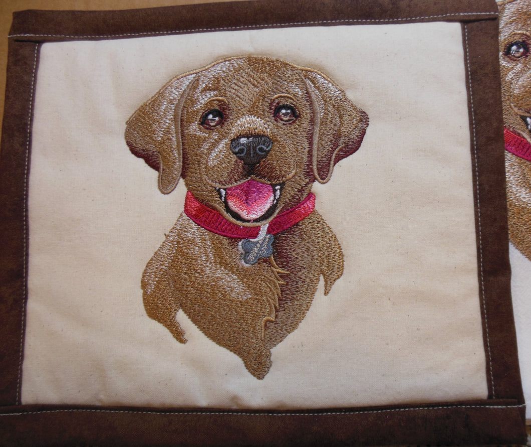 Cheerful Puppy Portrait Towel & Potholder Set