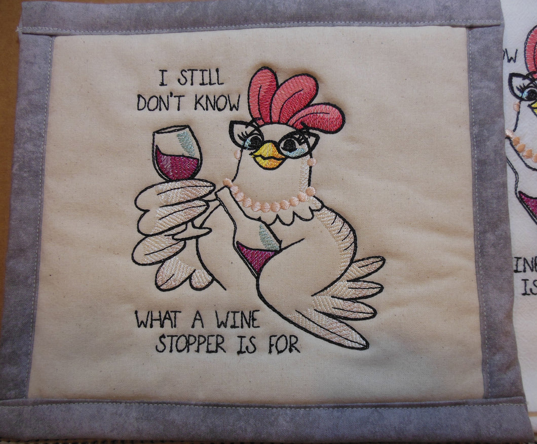 What Are Wine Stopper For -Chicken Towel & Potholder Set