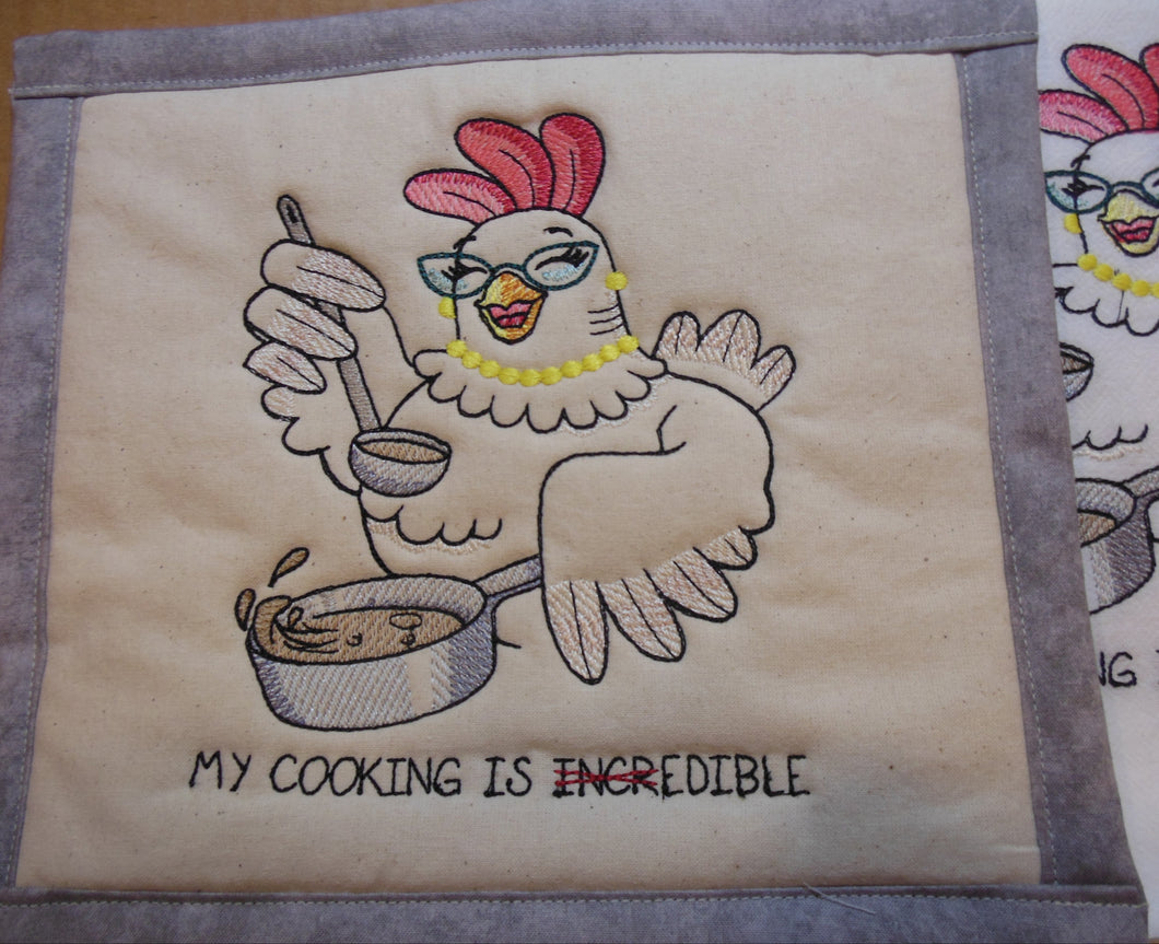 My Cooking IS Edible -Chicken Towel & Potholder Set