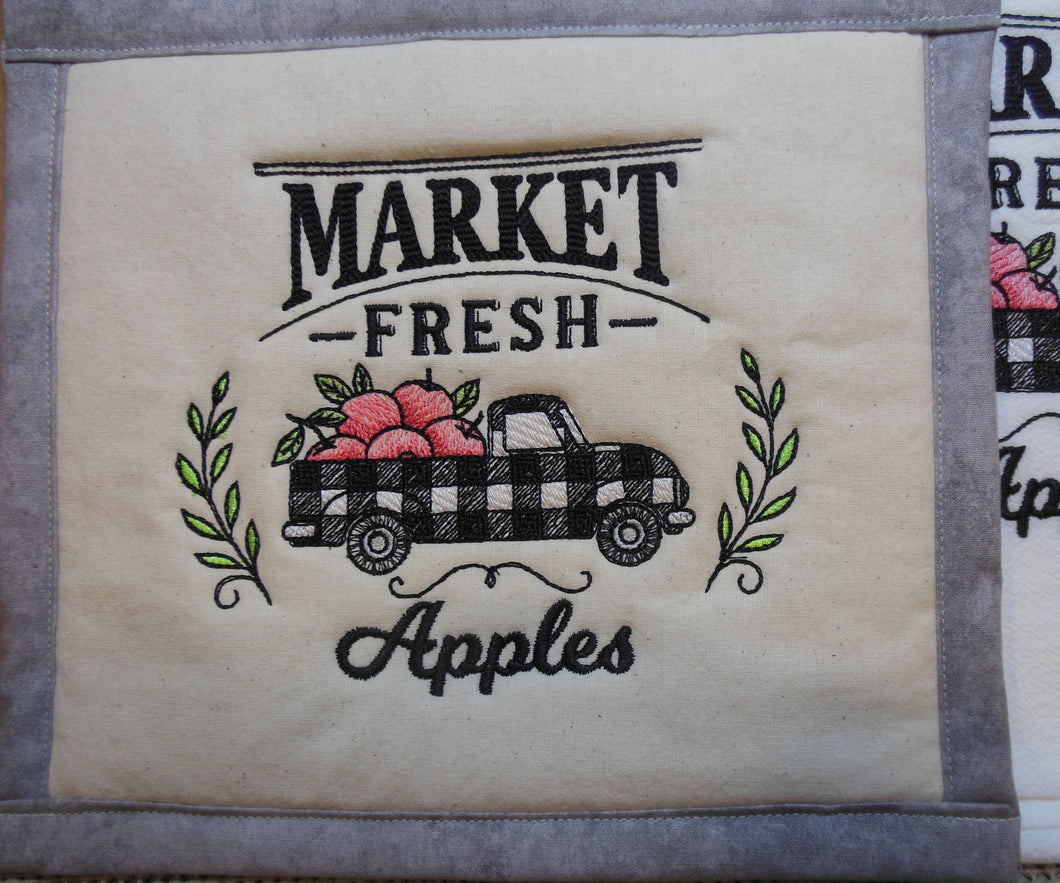Market Fresh Retro Truck Apples Towel & Potholder Set