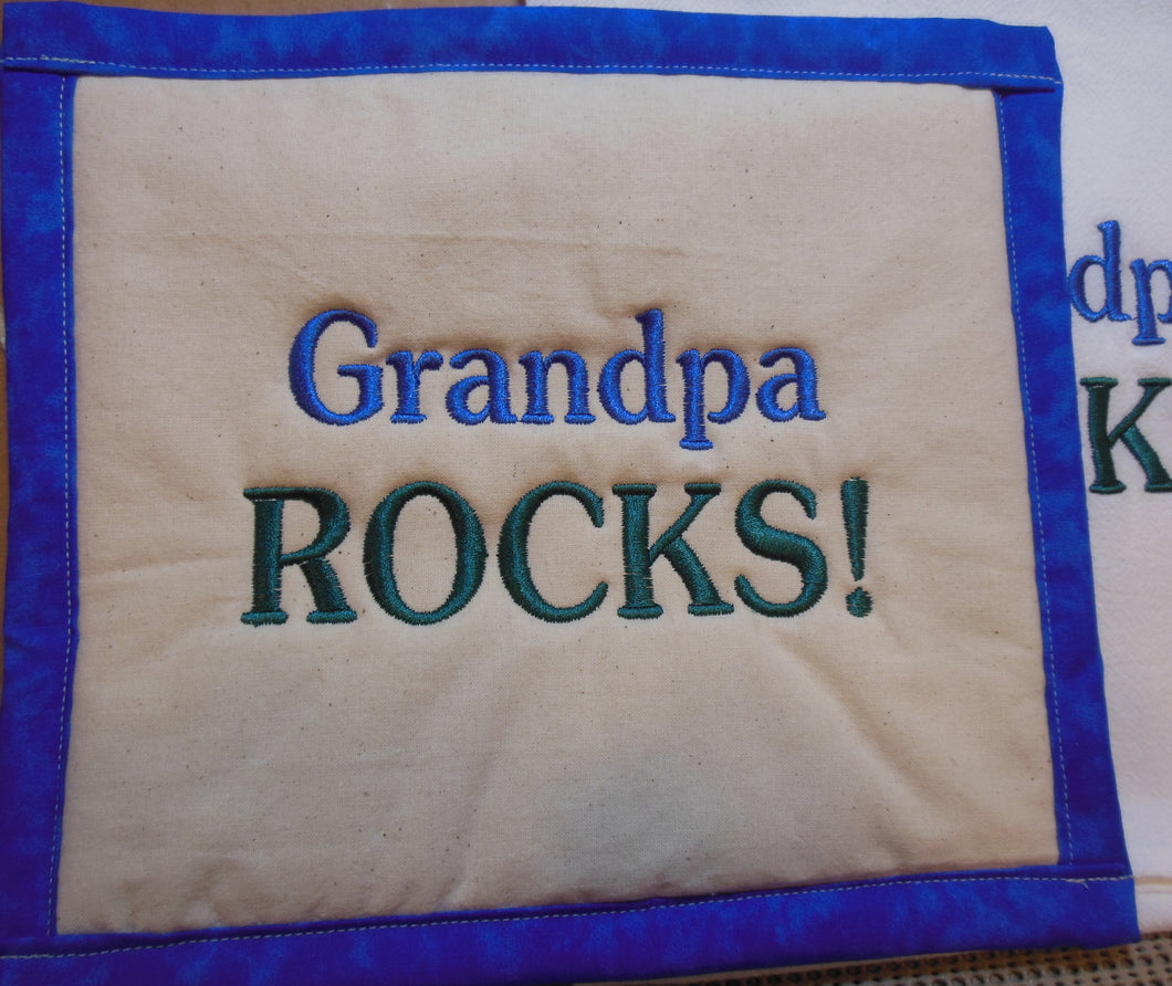 Grandpa Rocks ! Towel & Potholder Set