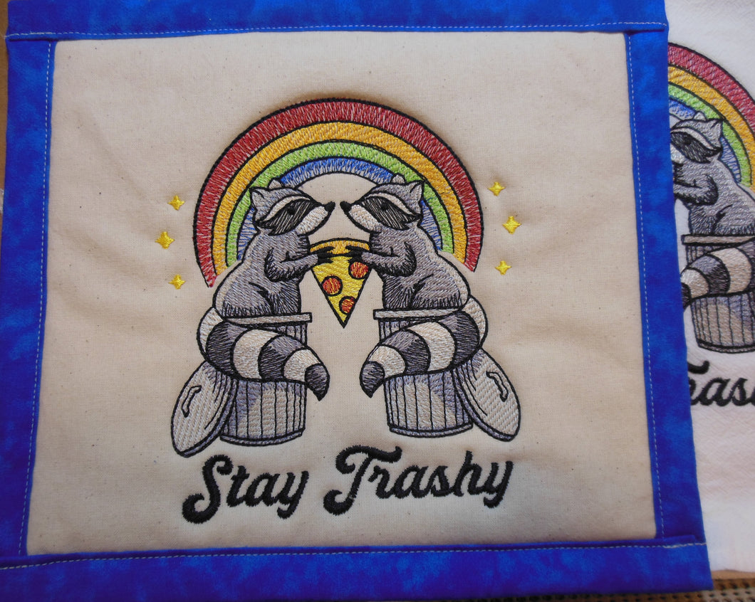 Stay TrashyRainbow Raccoons Towel & Potholder Set