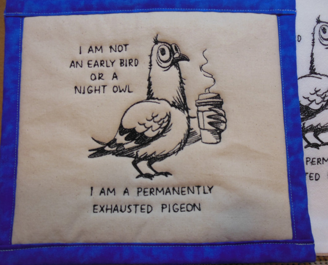 Permanently Exhausted Pigeon Towel & Potholder Set