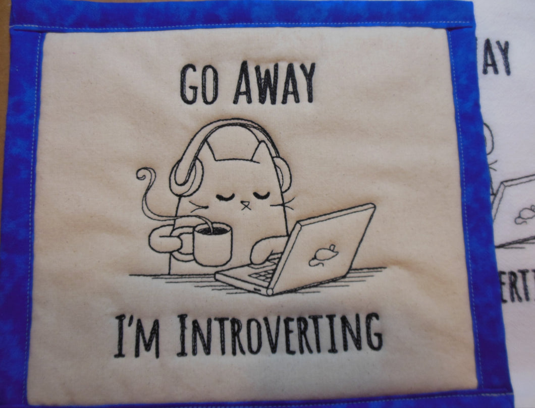 Go Away I'm Introverting Cat Towel and Potholder Set