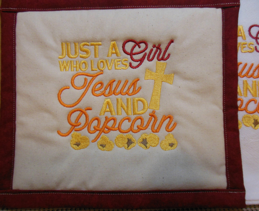 Jesus & Popcorn Towel & Potholder Set