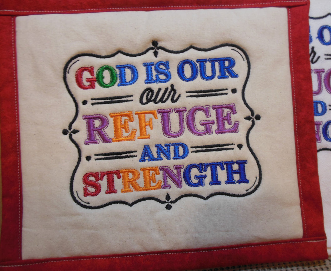 Refuge And Strength Towel & Potholder Set