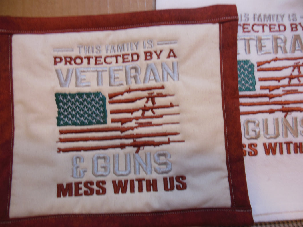 Protected By Veteran Towel & Potholder Set