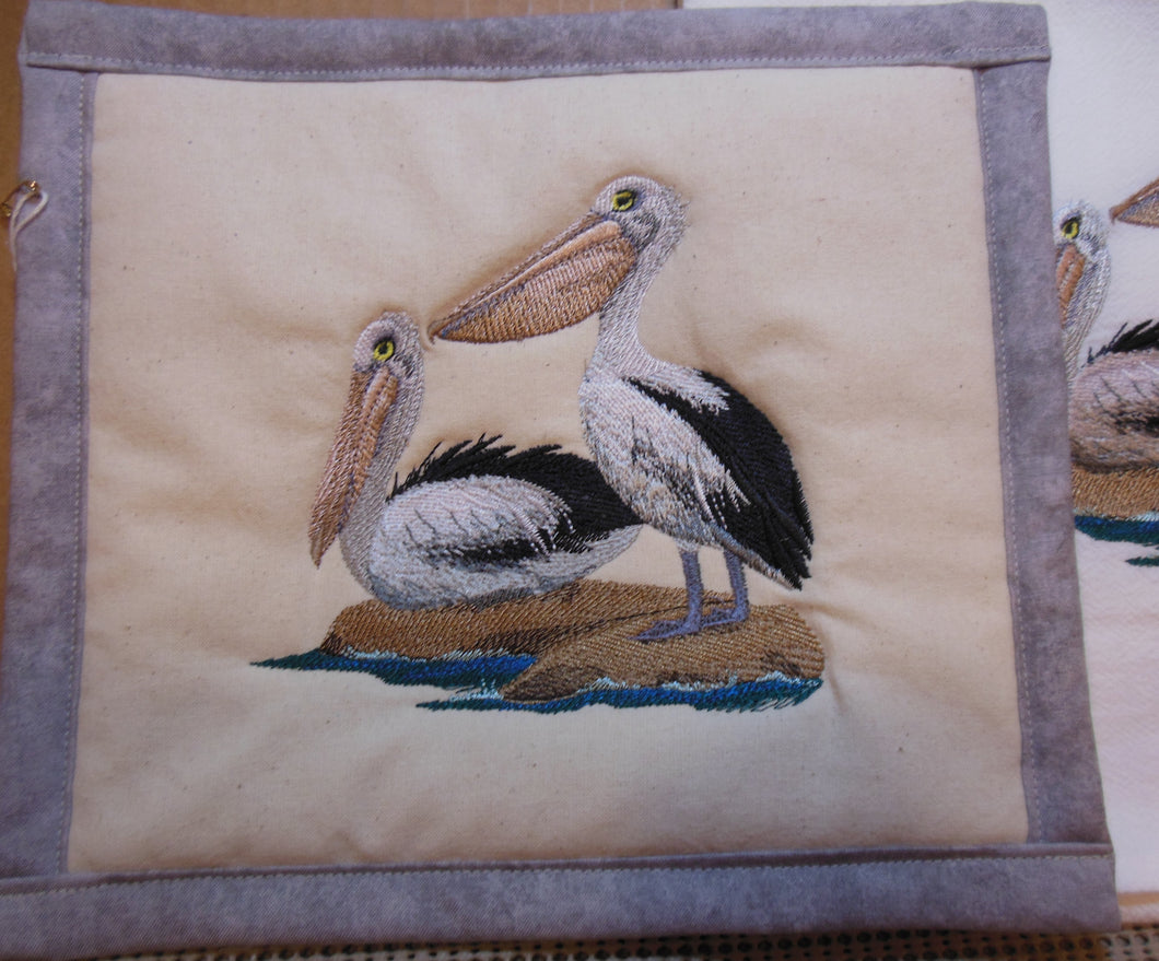 Australian Pelicans on Shore Towel & Potholder Set