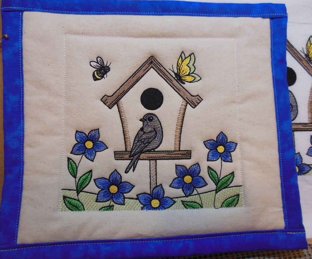 Birdhouse Block Party #4 Towel & Potholder Set