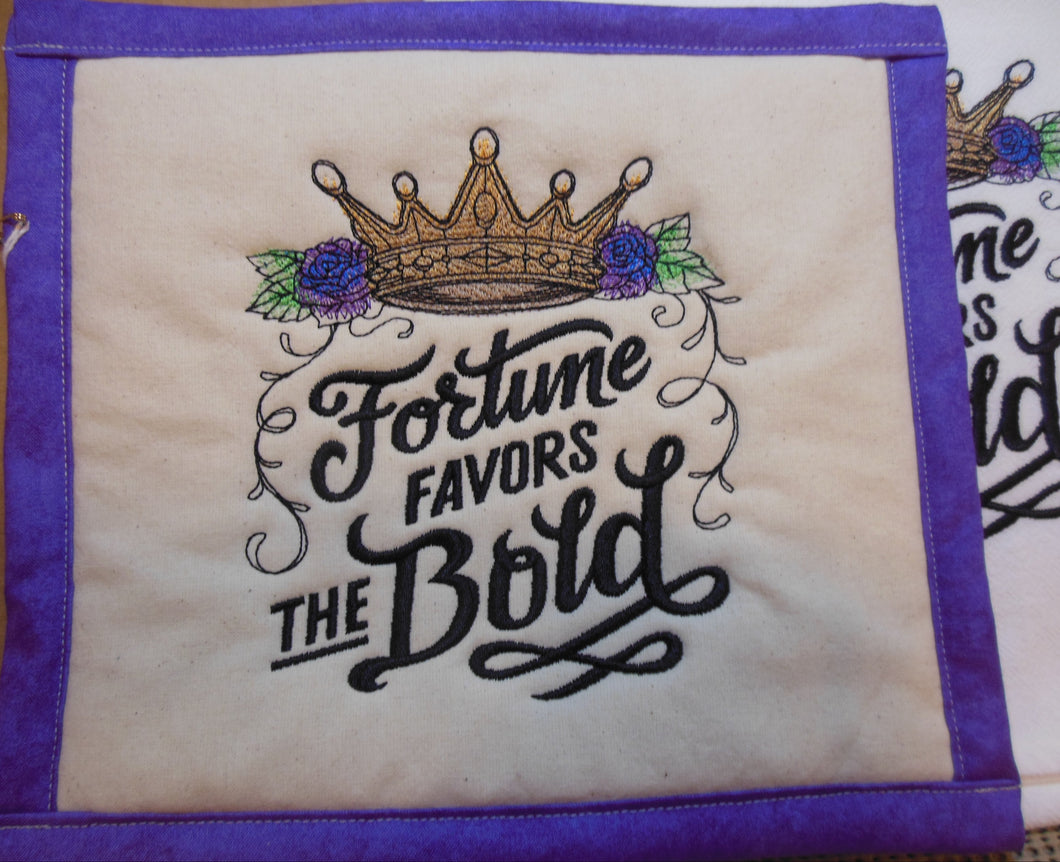 Fortune Favors the Bold Towel & Potholder Set
