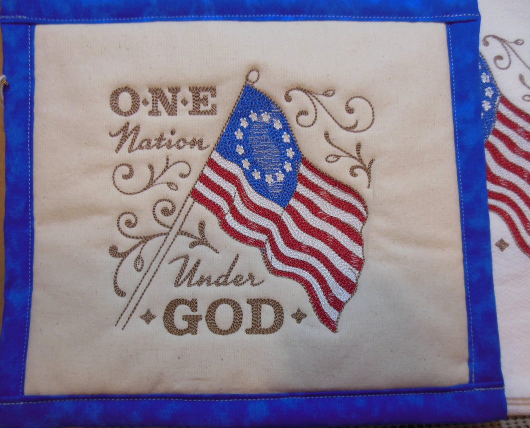 One Nation under God Colonial Flag Towel & Potholder Set