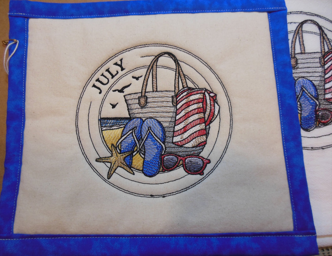 July Stamp Towel & Potholder Set
