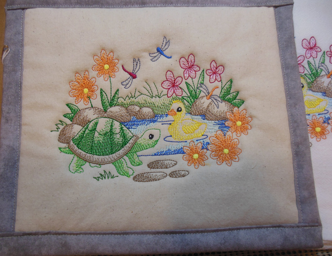 Garden Pond Turtle Towel & Potholder Set