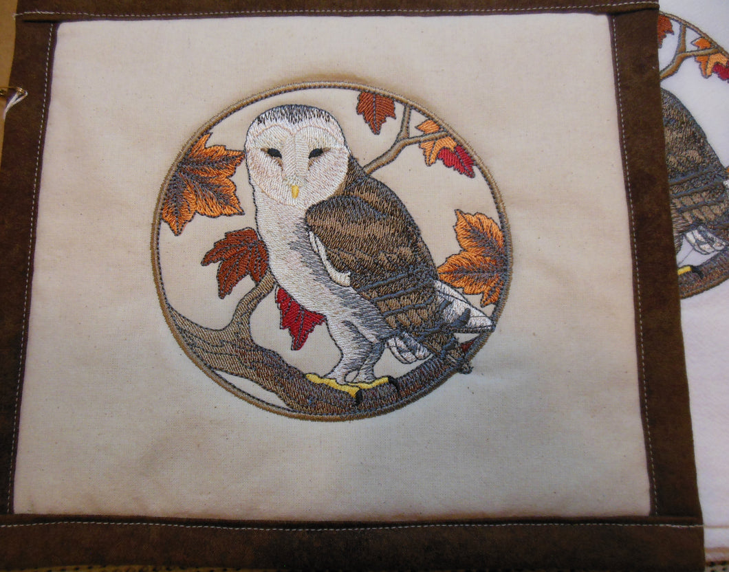Barn Owl in Autumn Towel & Potholder Set