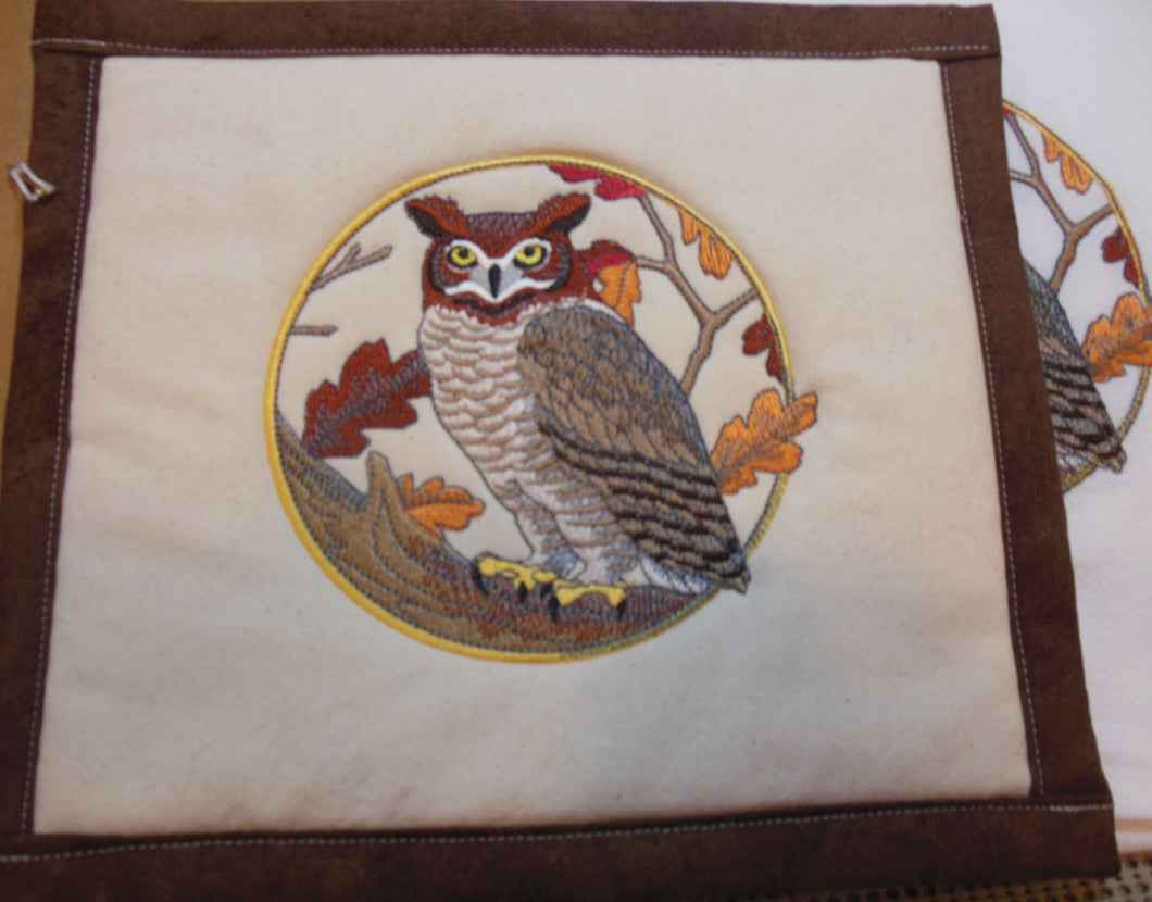 Great Horned Owl in Autumn Towel & Potholder Set