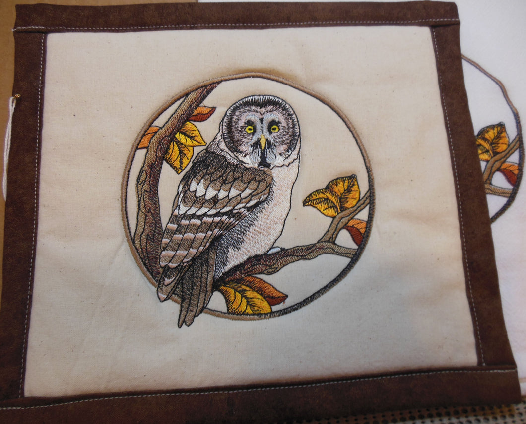 Great Grey Owl in Autumn Towel & Potholder Set