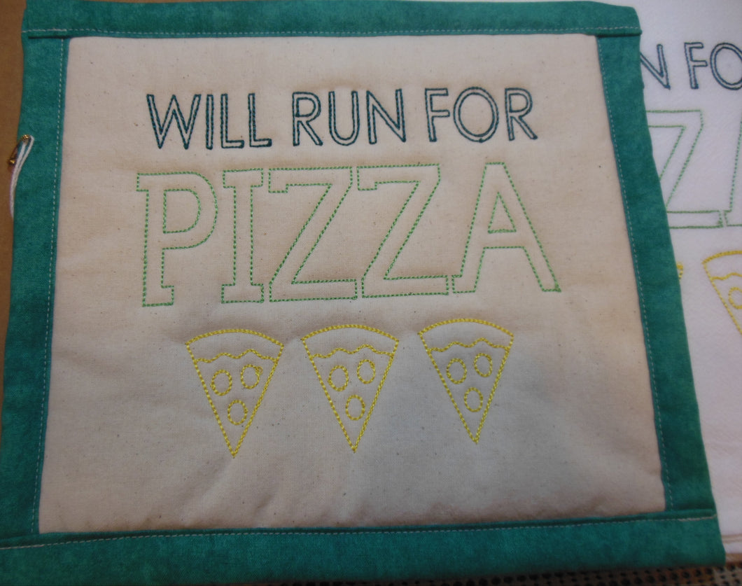 Will Run For Pizza Towel & Potholder Set
